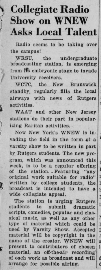 1948 02 10 WNEW AM asks for local Talent