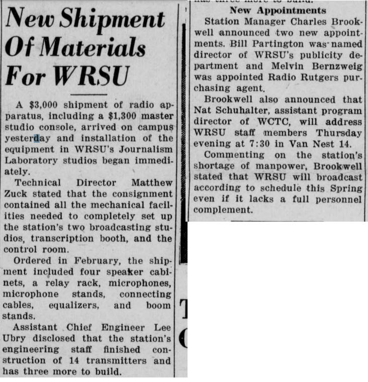 1948 March 9 - New Equipment - Master Control and ONLY console