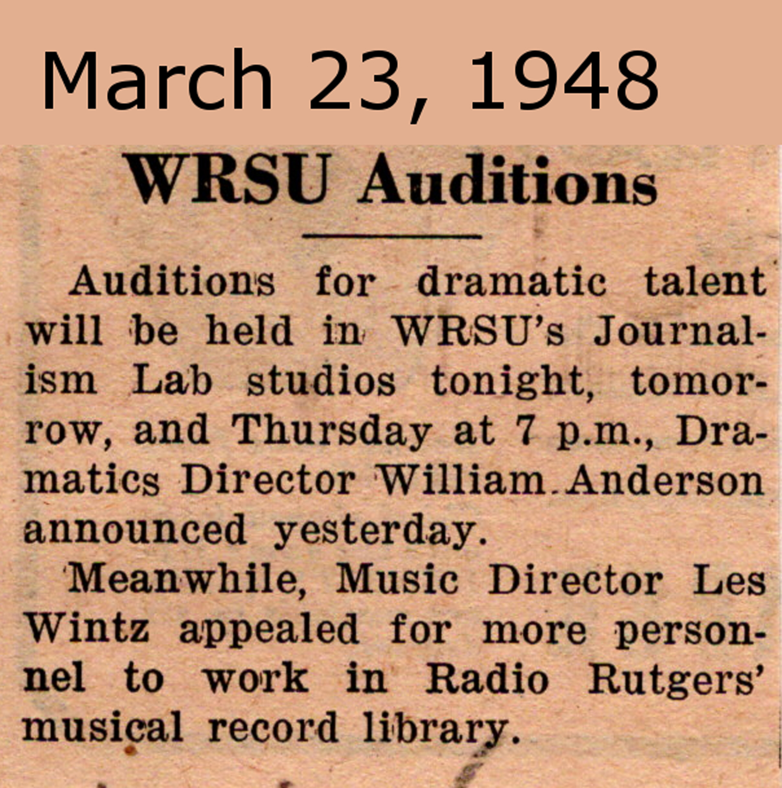 1948 March 23 - Auditions