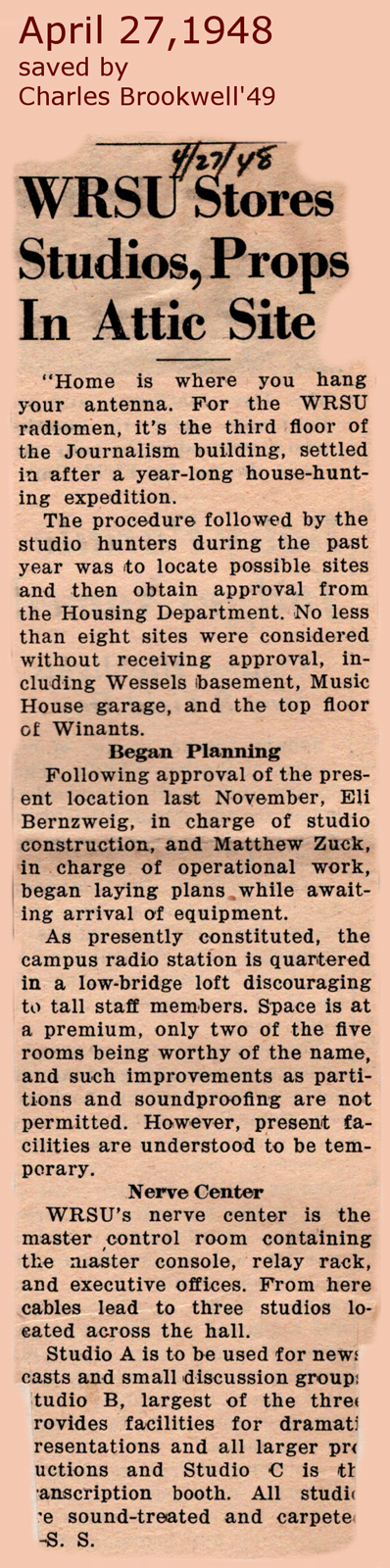 1948 April 27 Radio Equipment Setup