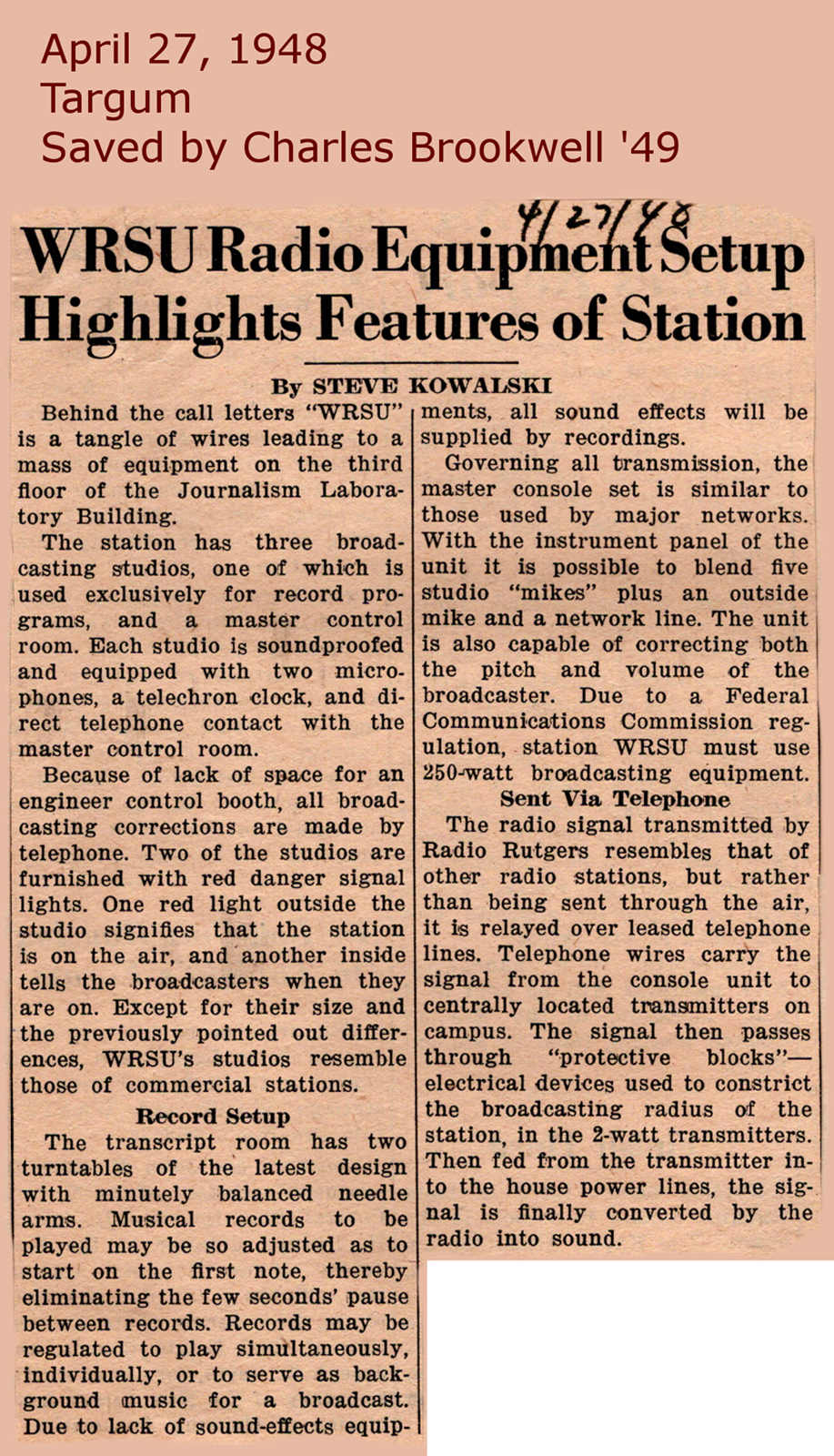 1948 April 27 Schedule Day #2