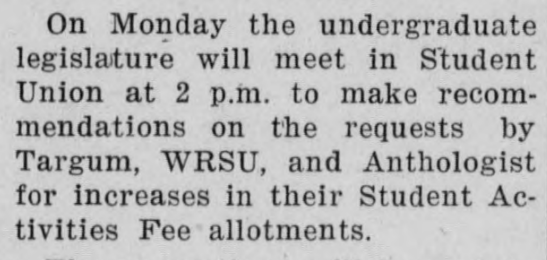 1949 March 18 Student Activities Fees