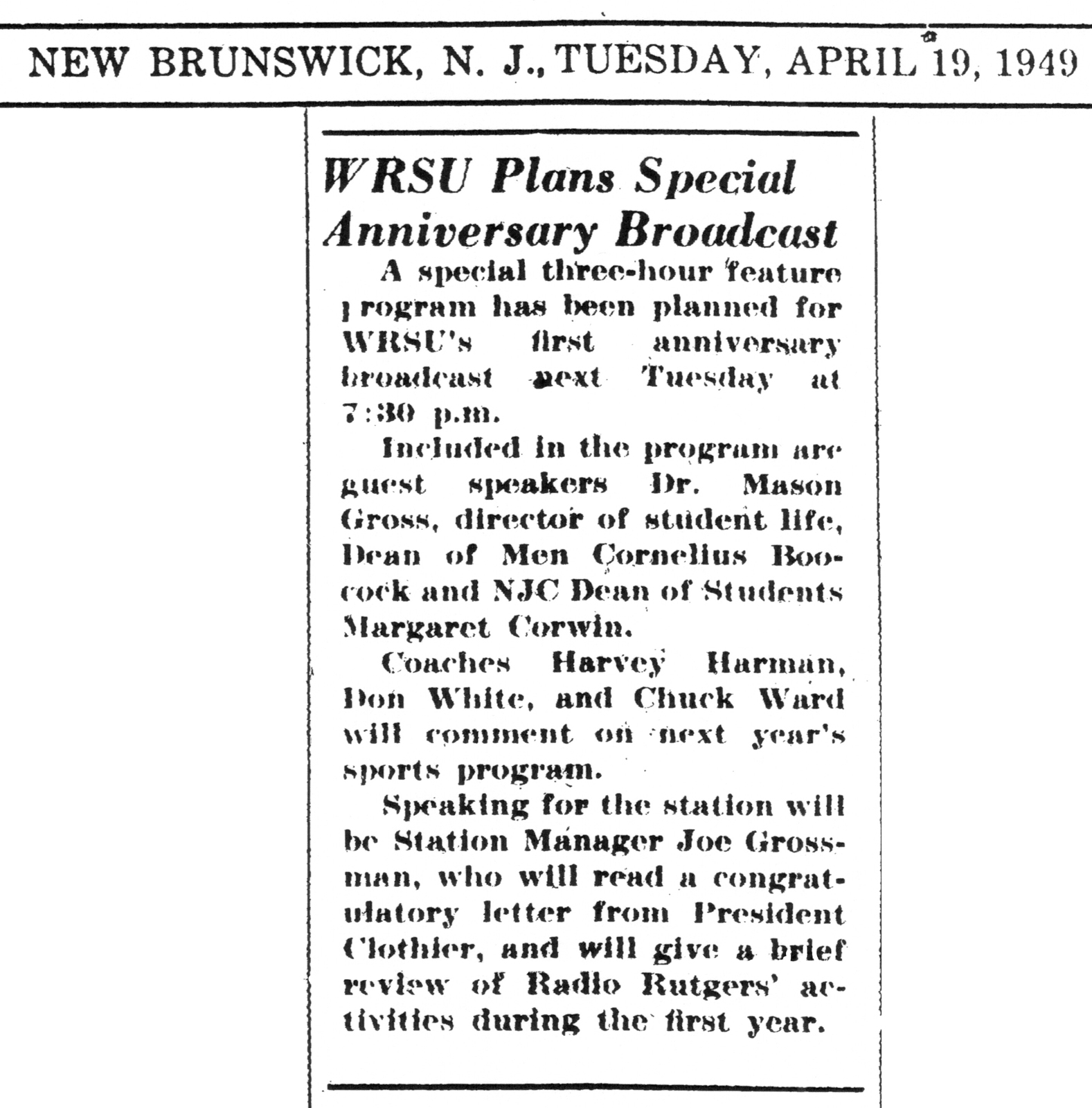 1949 April 19 Aniversary Broadcast