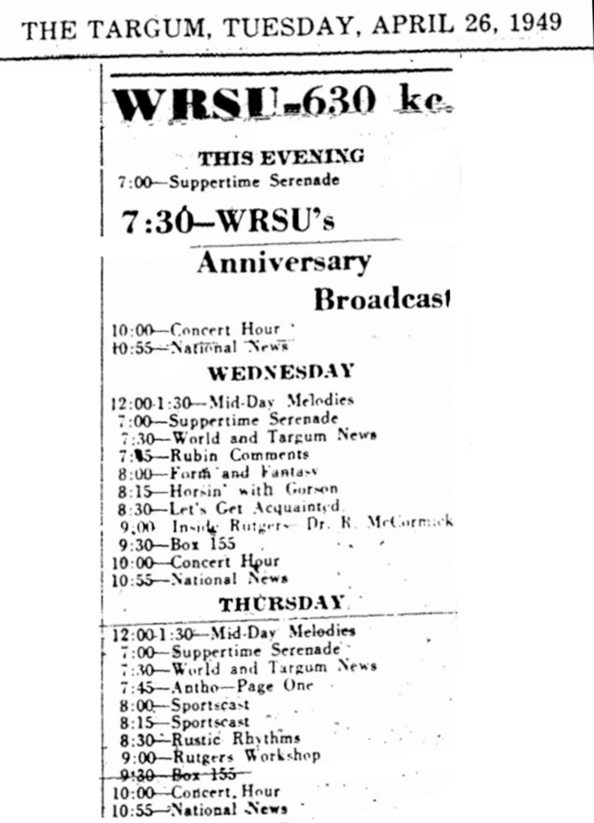 1949_05_26_wrsu<br> 1st anniversar