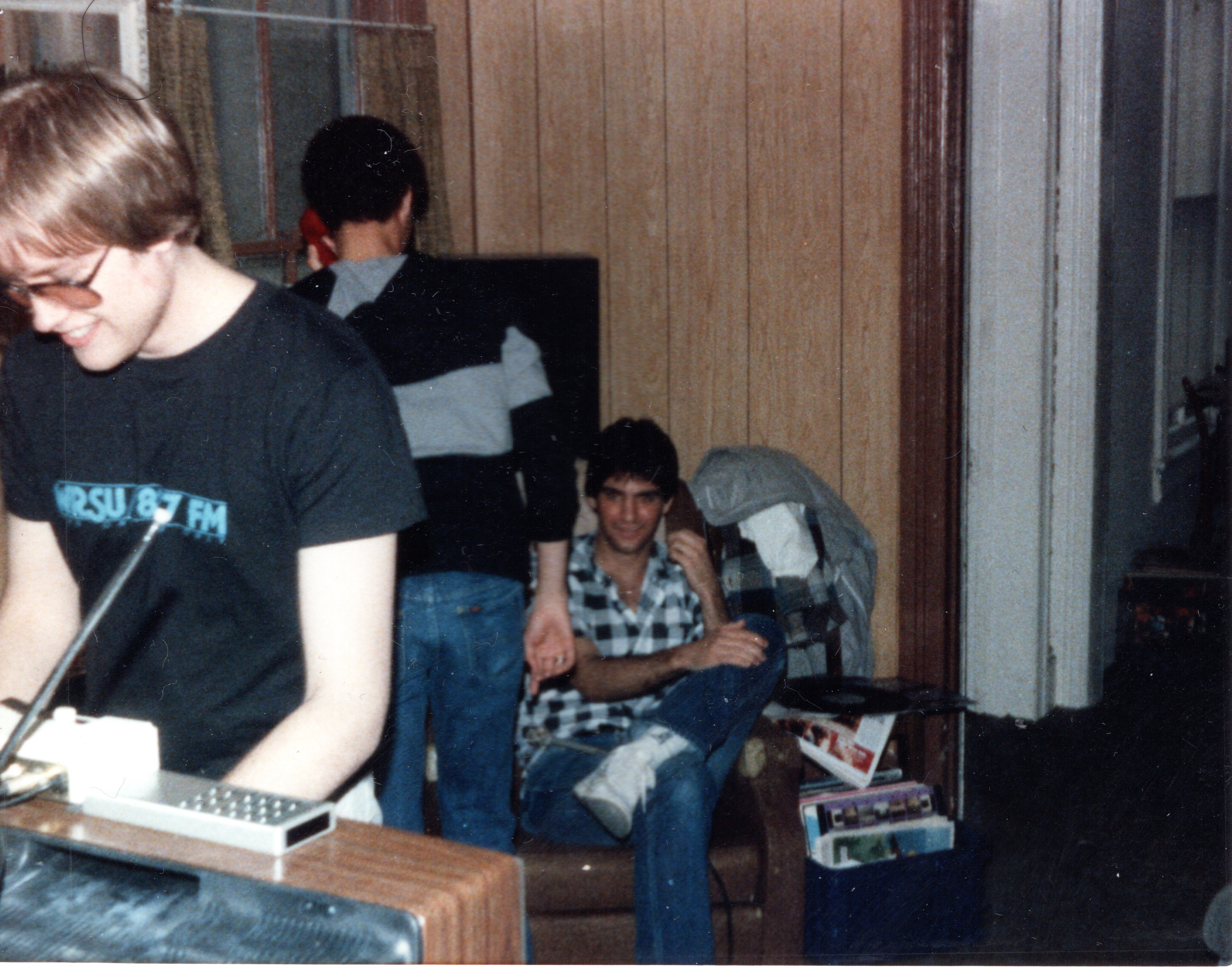 Transmitter Day - When the Graduating Staff took control of the station with out permission. The broadcast came from the Chief Engineers Apartment. The circuit were set to by pass all safe guards. The current Staff finally had to go to the transmitter and pull the main breaker to end the broadcast. And we all ended up in the Deans Office....</br>Jim Iverson - Scott Smith - Wayne Freeman