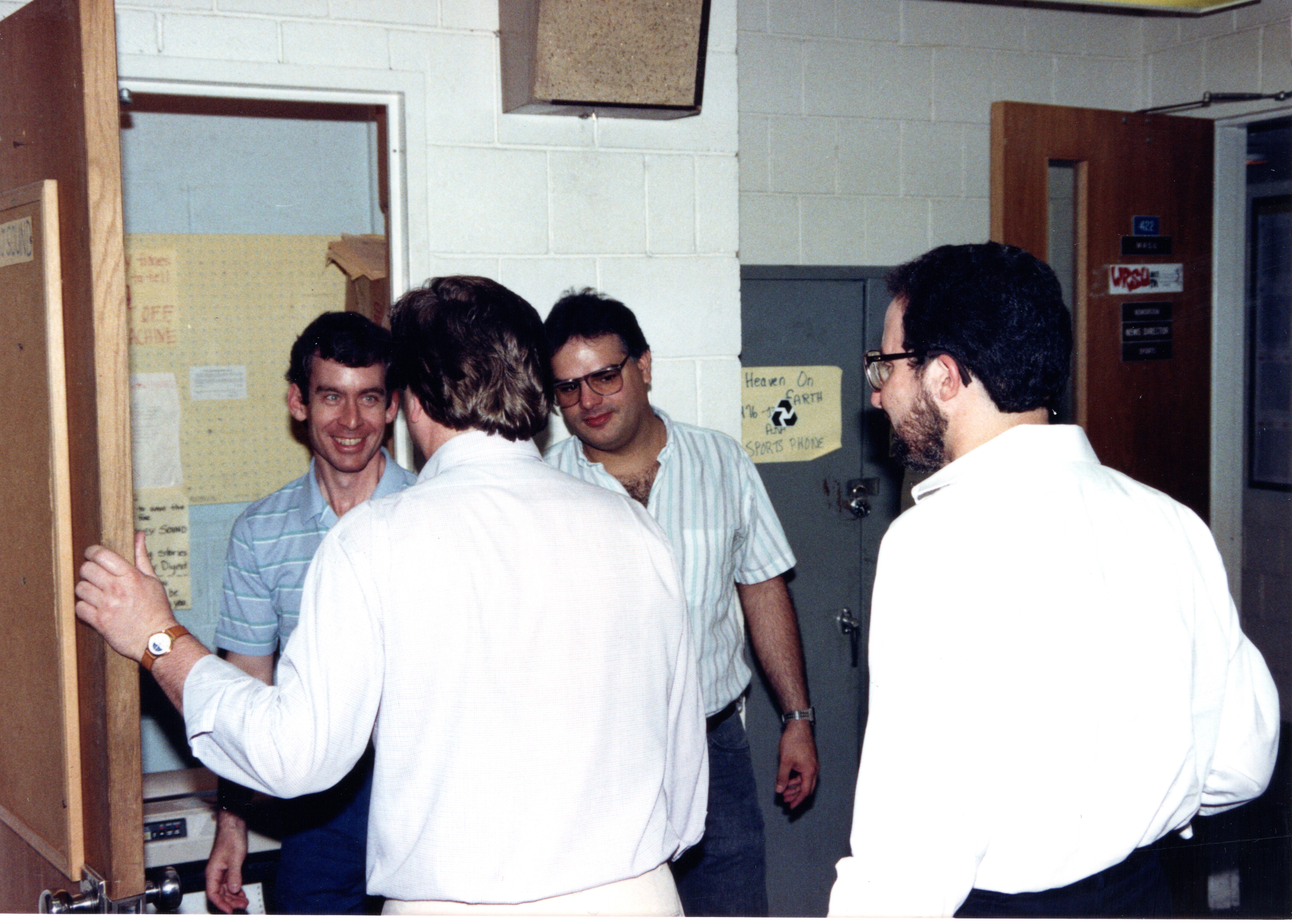 15  Jerry Donnelley, Mike Blishak, Duke Markos, Stu Naar in the News Room